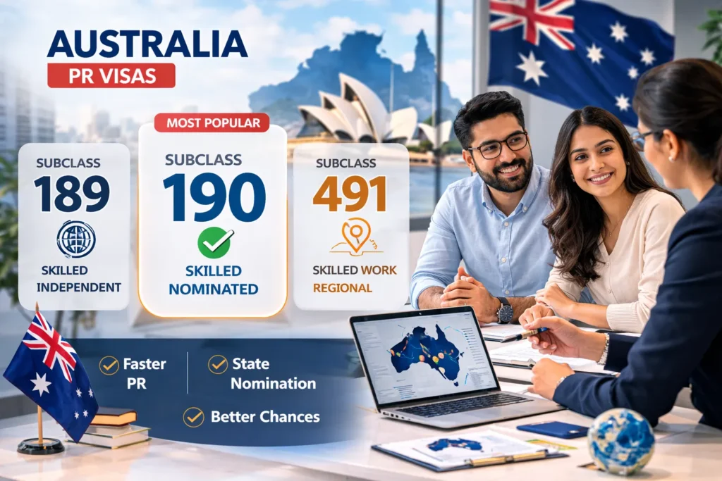 Difference Between 189,190 and 491 visa